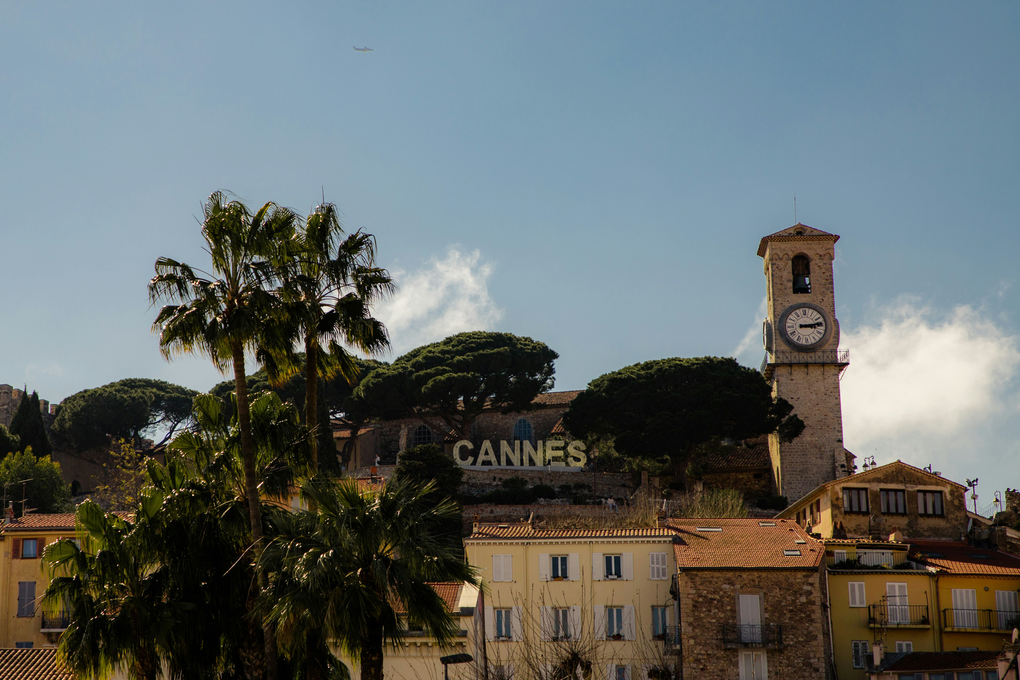 Cannes sign by French Clock Tower